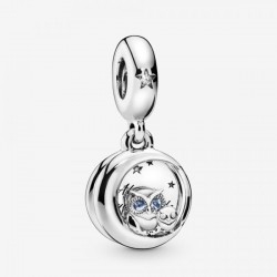 Exquisite Sterling Silver Owl Dangle Charm - A Timeless Symbol of Motherly Love