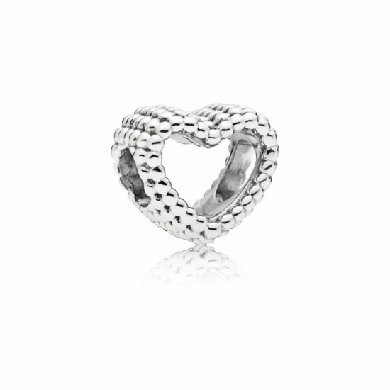 Sterling Silver Beaded Heart Charm - Elegance in Every Detail