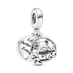 Sterling Silver Bear, Fox, and Squirrel Dangle Charm - Celebrating Friendship