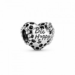 Sterling Silver Beehive Heart Charm - Embrace Happiness Together