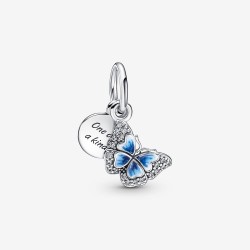 Pandora Blue Butterfly Quote Double Dangle Charm
