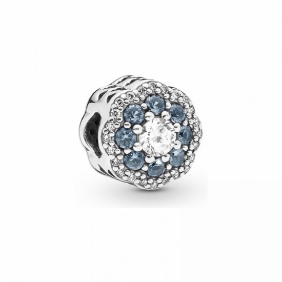 Pandora Blue Crystal Blossom Charm