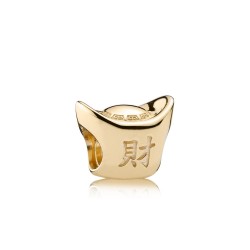 Pandora Chinese Ingot 14K Gold Charm - Symbol of Prosperity and Wealth