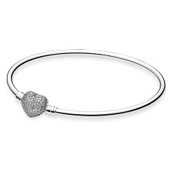 Pandora Pave Heart Bangle Bracelet - Romantic Elegance