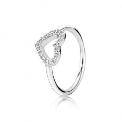 Sterling Silver Heart Ring with Clear CZ - A Token of Affection