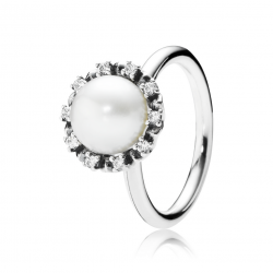 Pandora Everlasting Grace Stackable Ring, Pearl & Clear CZ