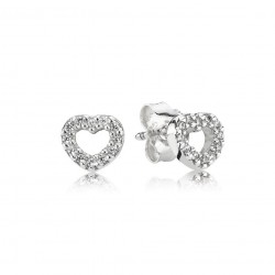 Sterling Silver Heart Stud Earrings with Clear CZ - A Token of Love