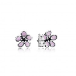 Elegant Cherry Blossom Pink Enamel Stud Earrings