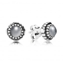 Pandora June Birthstone Blooms Earrings - Grey Moonstone Gemstone