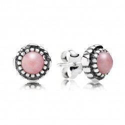 Pandora October Birthstone Blooms Earrings - Pink Opal Gemstone