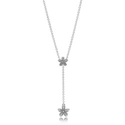 Pandora Dazzling Daisies Clear CZ Sterling Silver Y-Chain Necklace