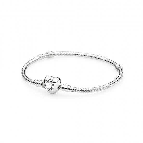 Pandora Silver Charm Bracelet with Heart Clasp - Express Your Love