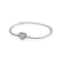 Elegant Pandora Pavé Heart Bracelet with Clear CZ Stones