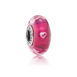 Pandora Cerise Heart Glass Charm with Clear CZ - A Captivating Love Story
