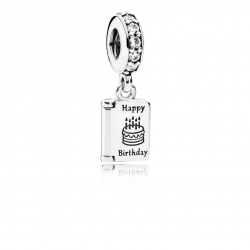 Sterling Silver Birthday Card Dangle Charm - Unify Birthday Wishes