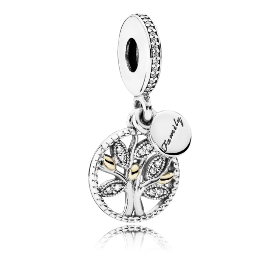 Pandora Generations Connected Dangle Charm, Clear CZ & 14k Gold