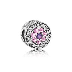 Exquisite Multi-Colored Floral Charm with CZ