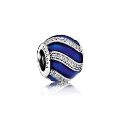 Pandora Royal Blue Charm - Sterling Silver and CZ Ribbon Accent