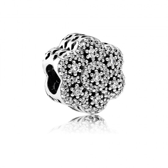 Pandora Frosted Floral Charm - Glittering Elegance
