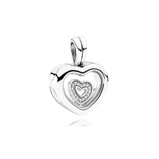 Pandora Heart Locket Dangle: Sterling Silver, Sapphire Crystal