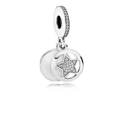 Friendship Star Dangle Charm - Sterling Silver with Enamel & CZ Accents
