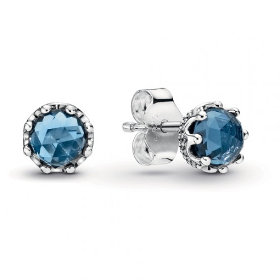 Elegant Blue Sparkling Crown Stud Earrings for Versatile Style