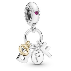Pandora Best Friends Forever Heart Dangle Charm - Rose Gold and Sterling Silver